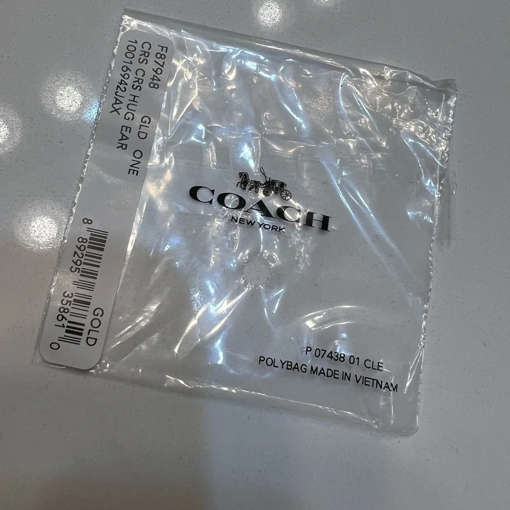 NWT Coach Gold-Tone Semi Huggie Earrings - Picture 5 of 6